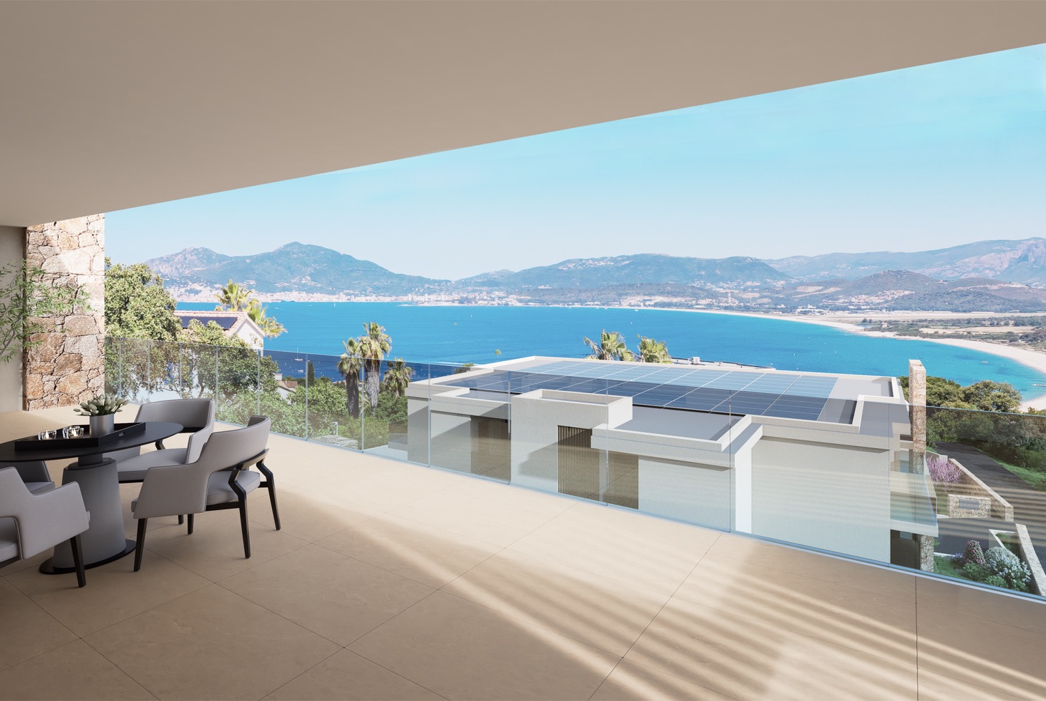Terrasse panoramique face à la baie